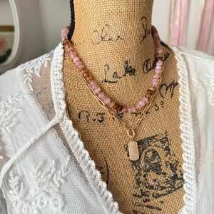 Coastal Cowgirl Pink & Brown Beaded Necklace